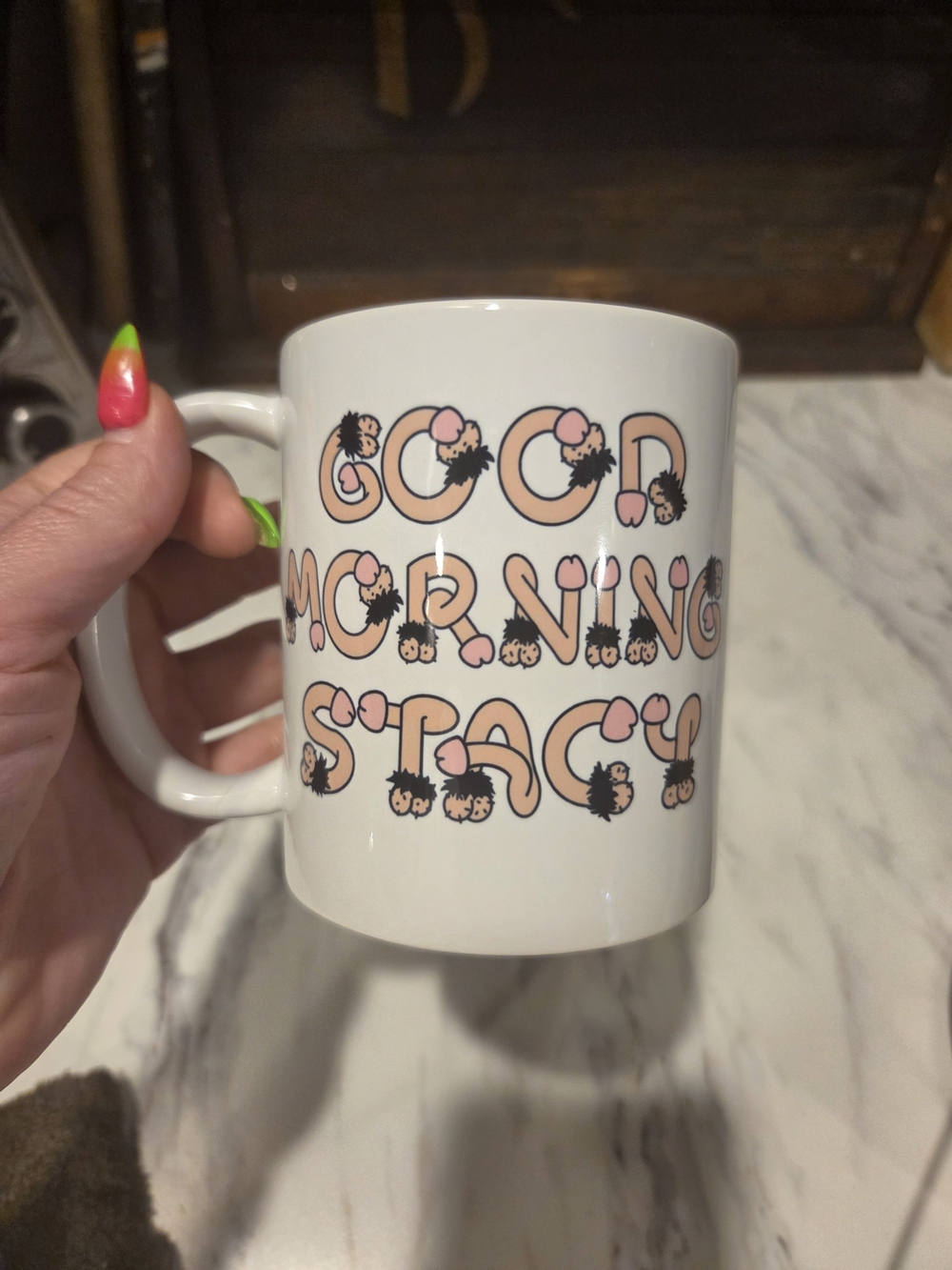 Good Morning Stacy White Ceramic Coffee Mug